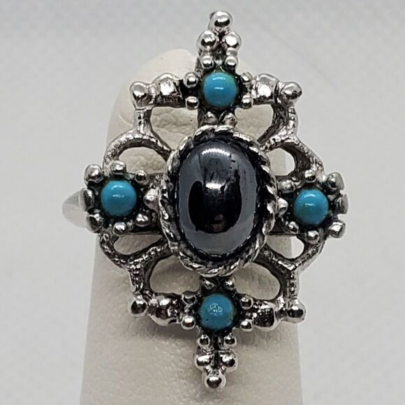 Vintage Avon Mirabella Silver, Gray, & Blue Ring - Picture 2 of 7